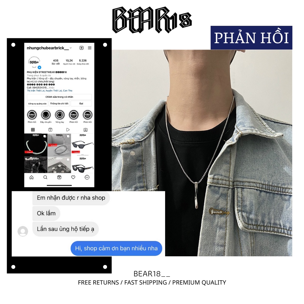 ( FULL SIZE ) Dây chuyền bạc thép titan không gỉ phong cách streetwear cá tính phù hợp cho nam và nữ BEAR18 - VC108
