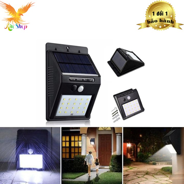 đèn led năng lương mặt trời - Đèn năng lương mặt trời 20 LED cảm biến ánh sáng và chuyển động