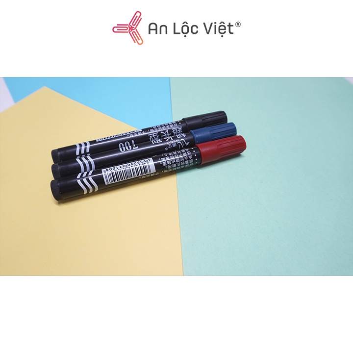 Set 5 Bút Lông Dầu Đầu Lớn, Có Thể Thêm Mực Wenyi 700 Nhiều Màu - (Xanh-Đỏ-Đen)