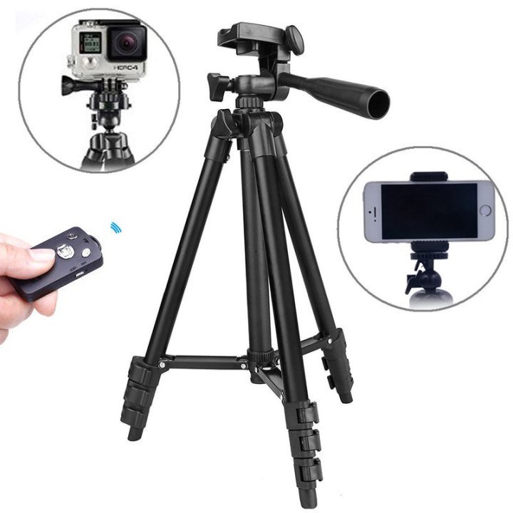 Giá Đỡ Chụp Hình  Kèm Remote Tripod 3120 , Kẹp Điện Thoại Và Túi Đeo