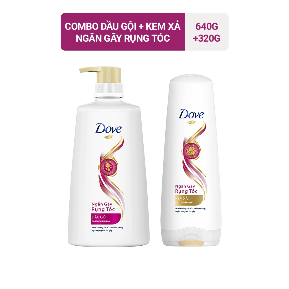 Combo Dầu gội Dove Ngăn gãy rụng tóc 640gr + Kem xả 320gr