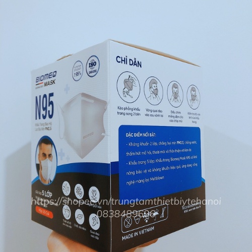 KHẨU TRANG N95 CHÍNH HÃNG Không van 5 lớp BIOMEQ mask - KHÁNG KHUẨN - Chống bụi mịn - Khẩu trang bảo hộ N95 Hộp 30 chiếc