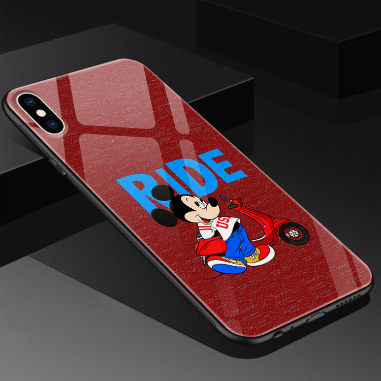 Ốp Lưng Kính Cường Lực Iphone In Hình Mickey Ride IPBOX Cho Iphone Se/6S/6S/6/6/S/7/8/Plus/Xs/Max/Xr/X/11/ProMax