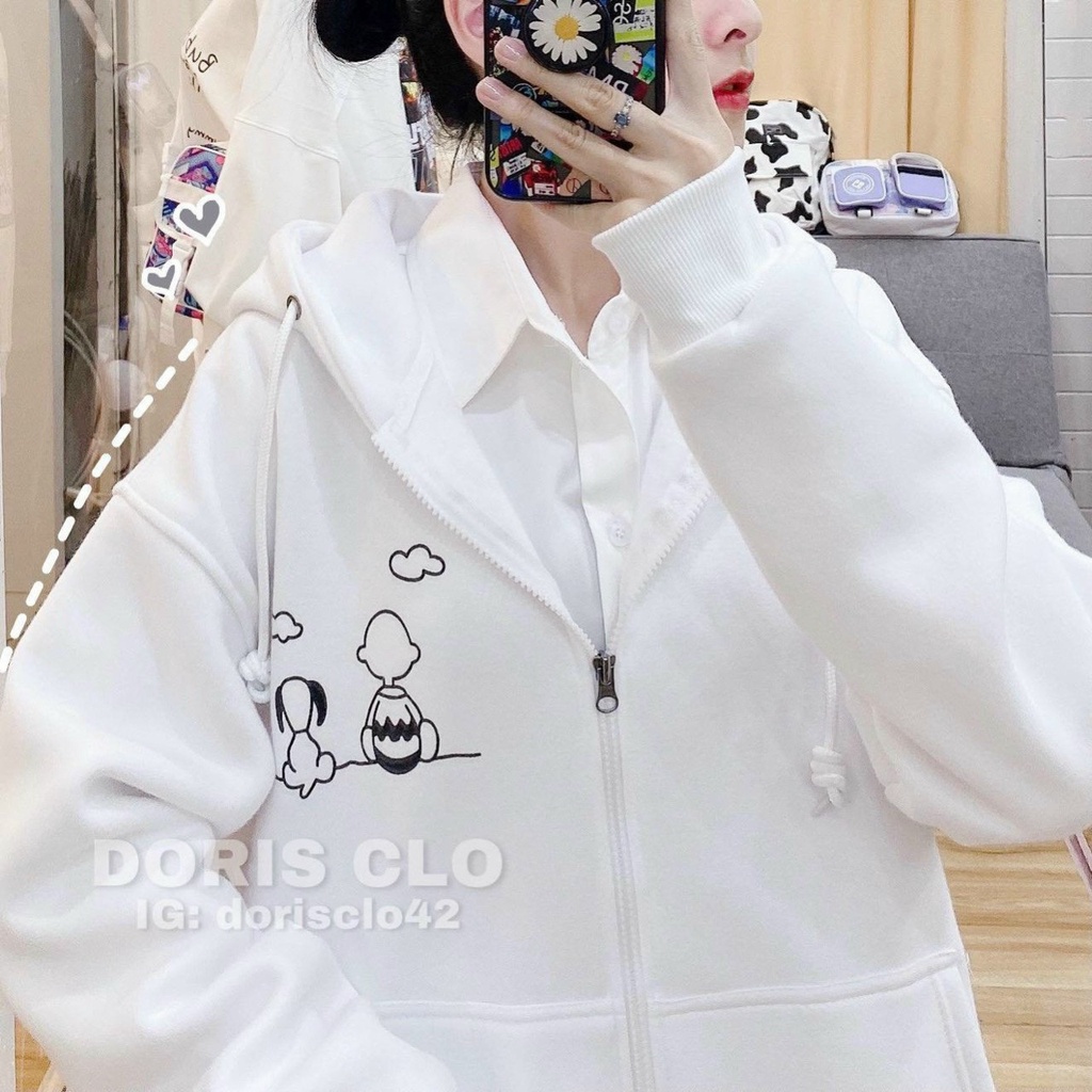 Áo Hoodie Nam Nữ Chú Chó Baby Tâm Sự Siêu Cute - Khoác Nỉ Bông Ngoại Có Dây Kéo UNisex  teenthienha