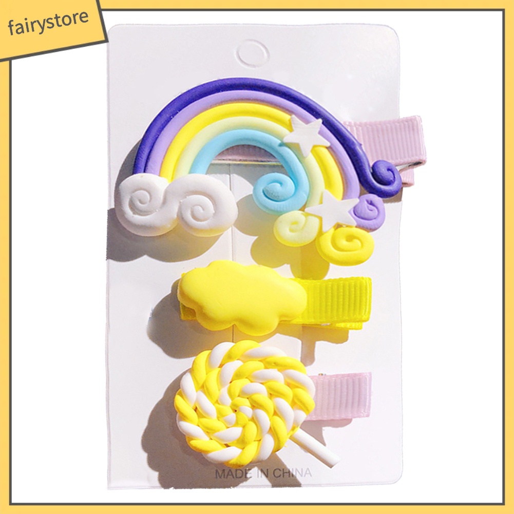 Set 3 Kẹp Tóc Màu Cầu Vồng Dễ Thương Cho Bé Gái