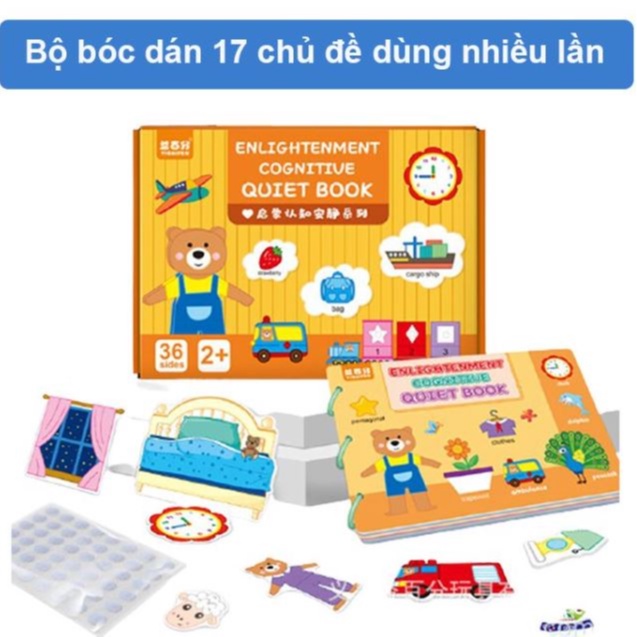 Học liệu Montessori 17 chủ đề, Busy book, học liệu bóc dán thông minh cho trẻ 2-6 tuổi