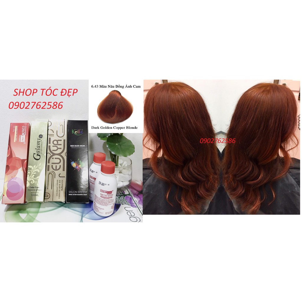 Kem nhuộm tóc Nâu Tối Đồng Cam 6/43 kèm Trợ nhuộm Dark Copper Blonde