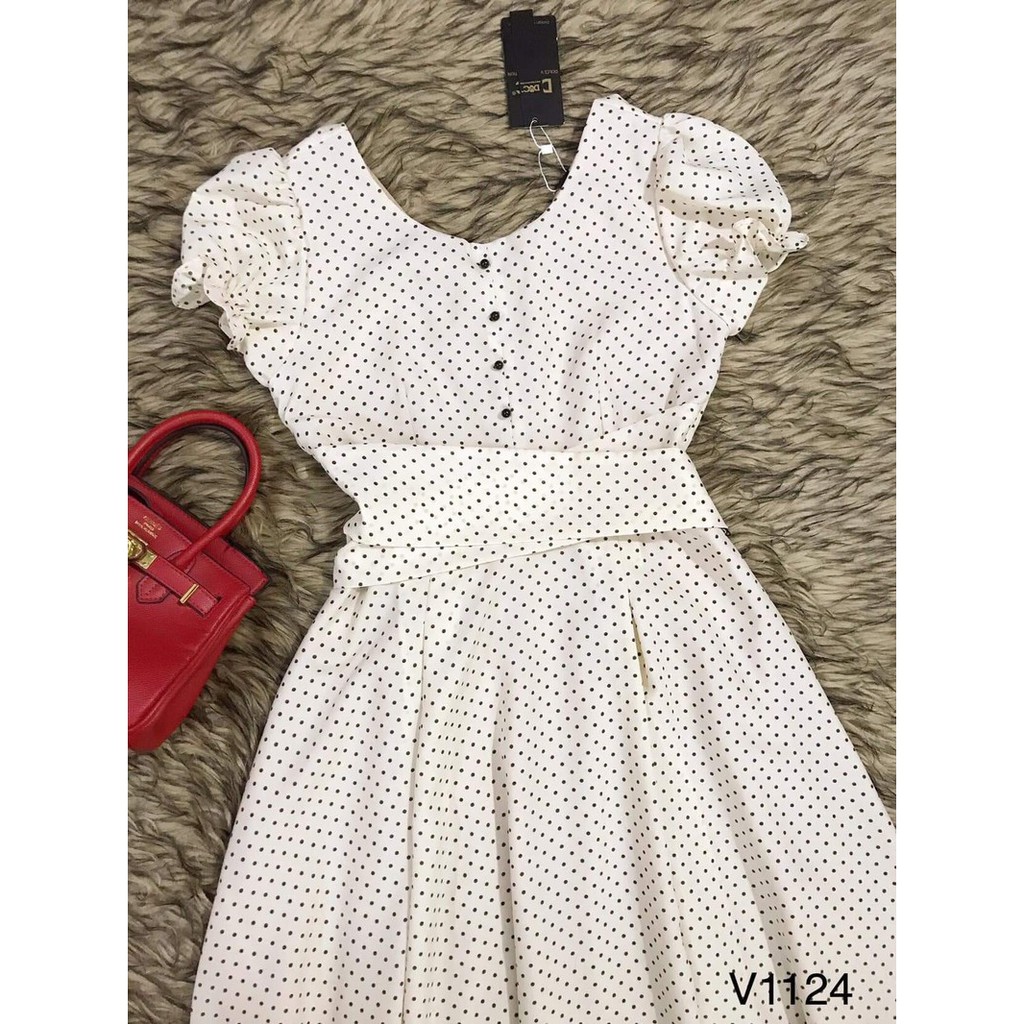 đầm chấm bi thắt nơ eo💖FREESHIP💖