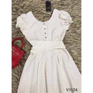 Đầm chấm bi thắt nơ eo💖freeship💖