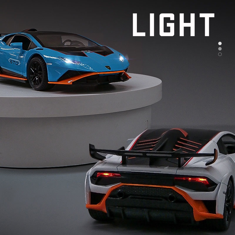 Mô Hình Xe Hơi Lamborghini Huracan STO Bằng Hợp Kim Tỉ Lệ 1: 24 Có Đèn Và Nhạc Độc Đáo