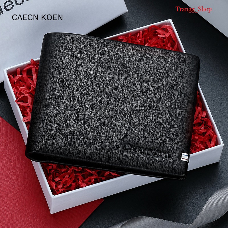 Ví Nam Dáng Ngắn Da Bò CaecnKoen Full Hộp Đựng Cao Cấp