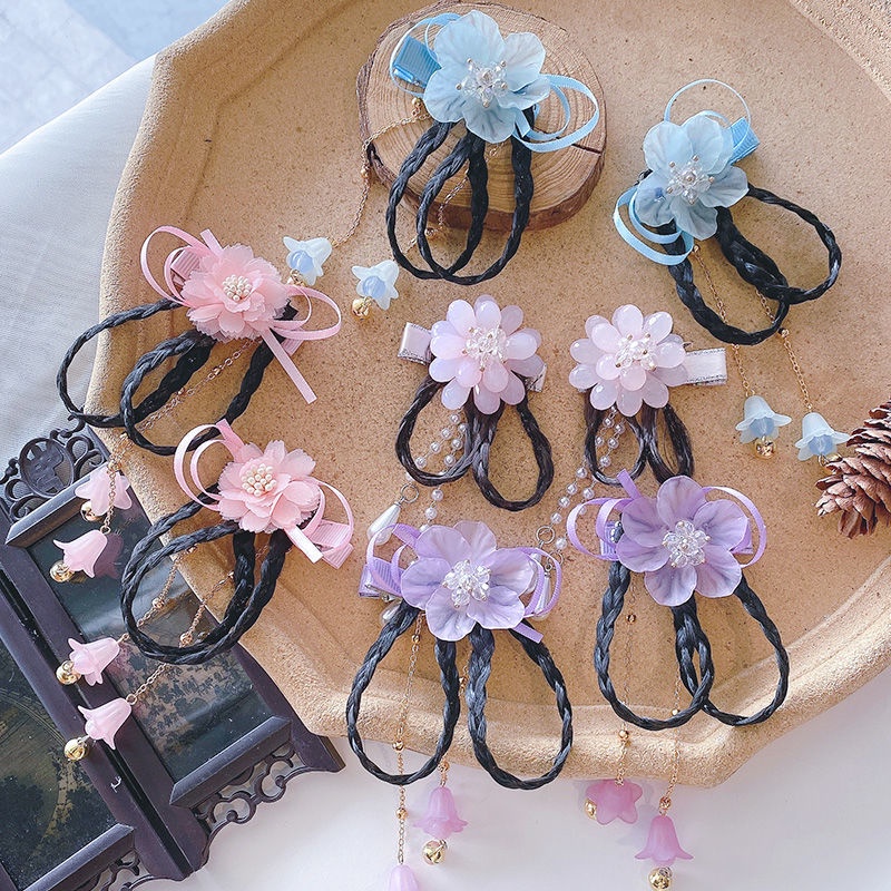 Phụ Kiện Kẹp Tóc Giả Thắt Nơ Dễ Thương Cho Bé Gái