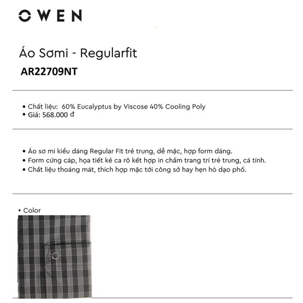 Áo Sơ Mi Nam Ngắn Tay Owen AR22709NT Somi Cộc Tay Công Sở Cao Cấp Kẻ Caro Nhỏ Nâu Xám Sợi Bạch Đàn Dáng Suông Tà Lượn | BigBuy360 - bigbuy360.vn