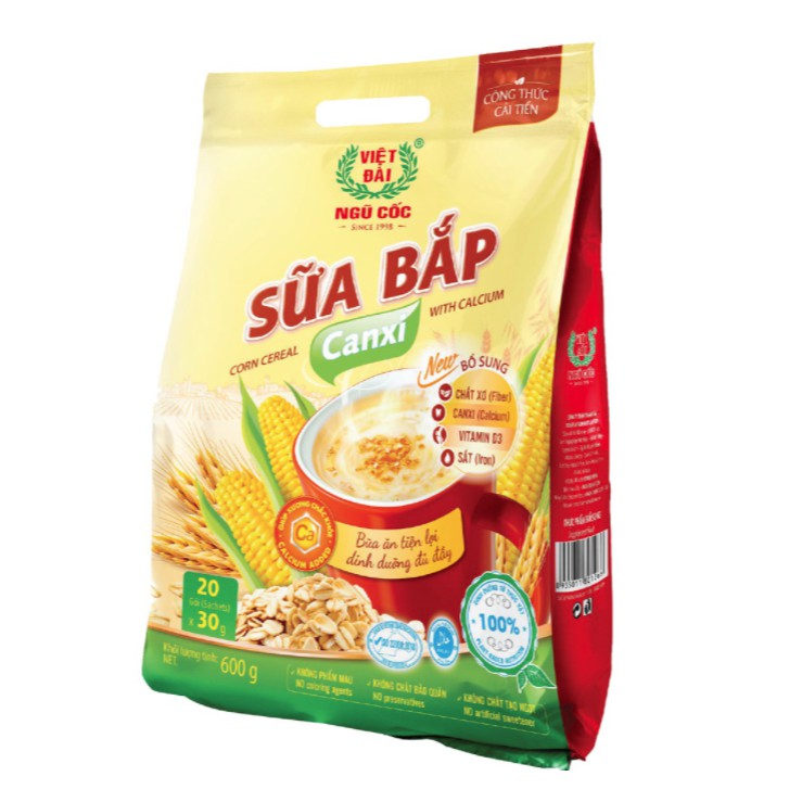 Bột Ngũ Cốc Sữa Bắp Canxi Việt Đài Gói 600g