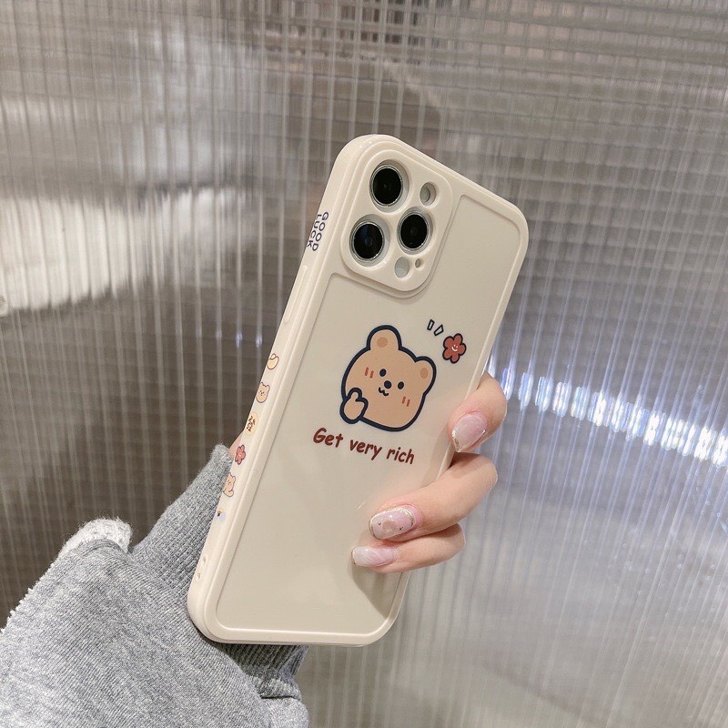 Ốp gấu GET VERY RICH Cho Iphone7 8plus 12 / 11pro / Max Apple X / Xs / Xr 12PROMAX 13 13PROMAX