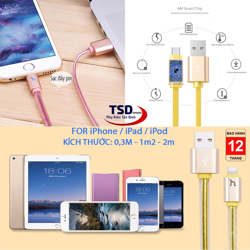 Cáp Lightning Hoco UPL12 ✓ Đèn Led Báo Sạc Đầy ✓ Cáp iPhone Hoco UPL12 Chính Hãng