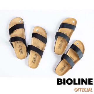 [DÉP DA BÒ THẬT] Dép quai ngang Bioline unisex đế trấu dành cho nam và nữ mã BO18
