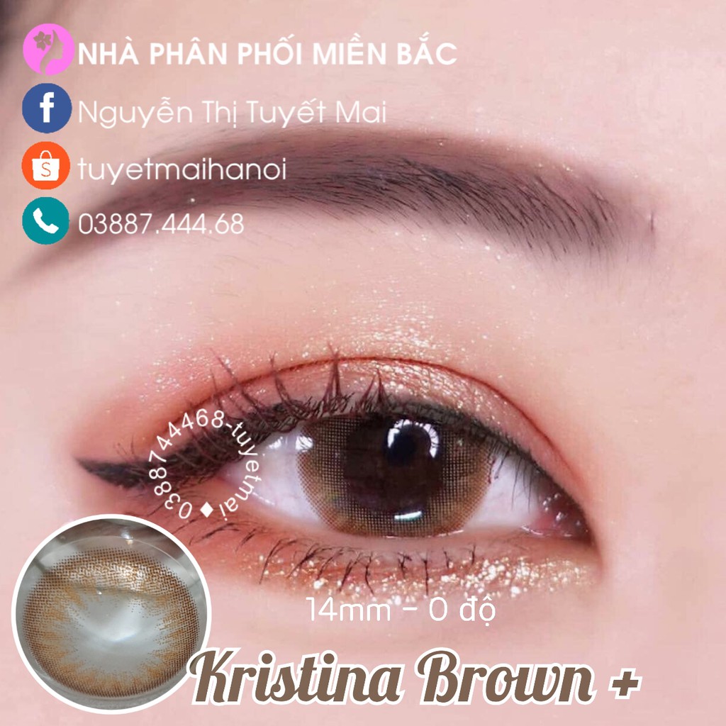 [ Ảnh Thật ] Lens Cận Nâu Tây Kristina Brown 14mm - Kính Áp Tròng Hàn Quốc Chính Hãng Vassen Sexy Me