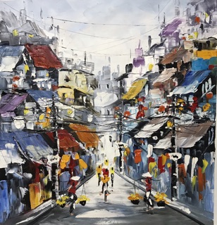 Tranh sơn dầu phố cổ Hà Nội