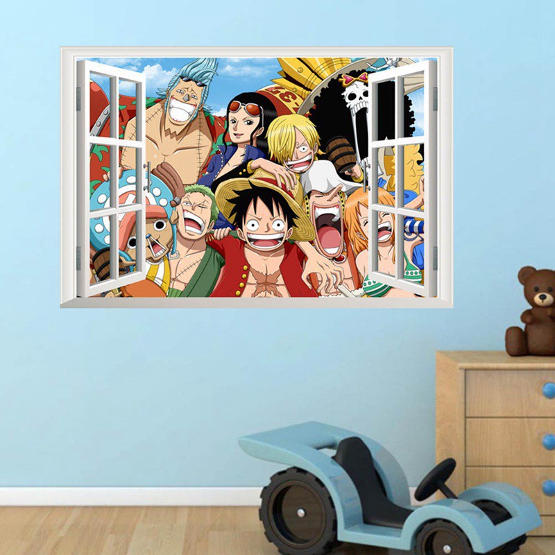 Miếng dán tường in hình các nhân vật trong One Piece đẹp mắt