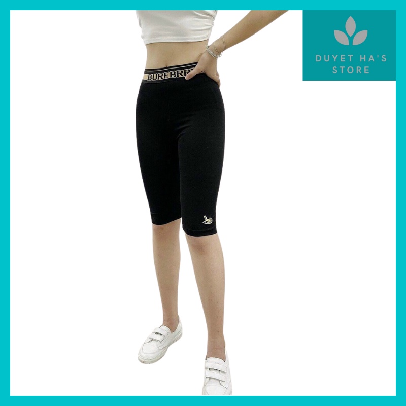 Quần legging nữ, quần legging ngố đùi lửng cạp chun in hình, quần tâp gym chất umi hàn