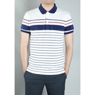 Áo thun Polo Bodyfit Owen - Trắng Kẻ -PAV90756