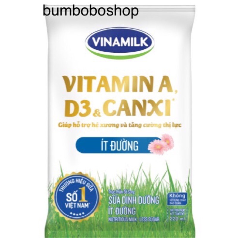 sữa tươi Vinamilk ít đường/không đường bịch 220ml