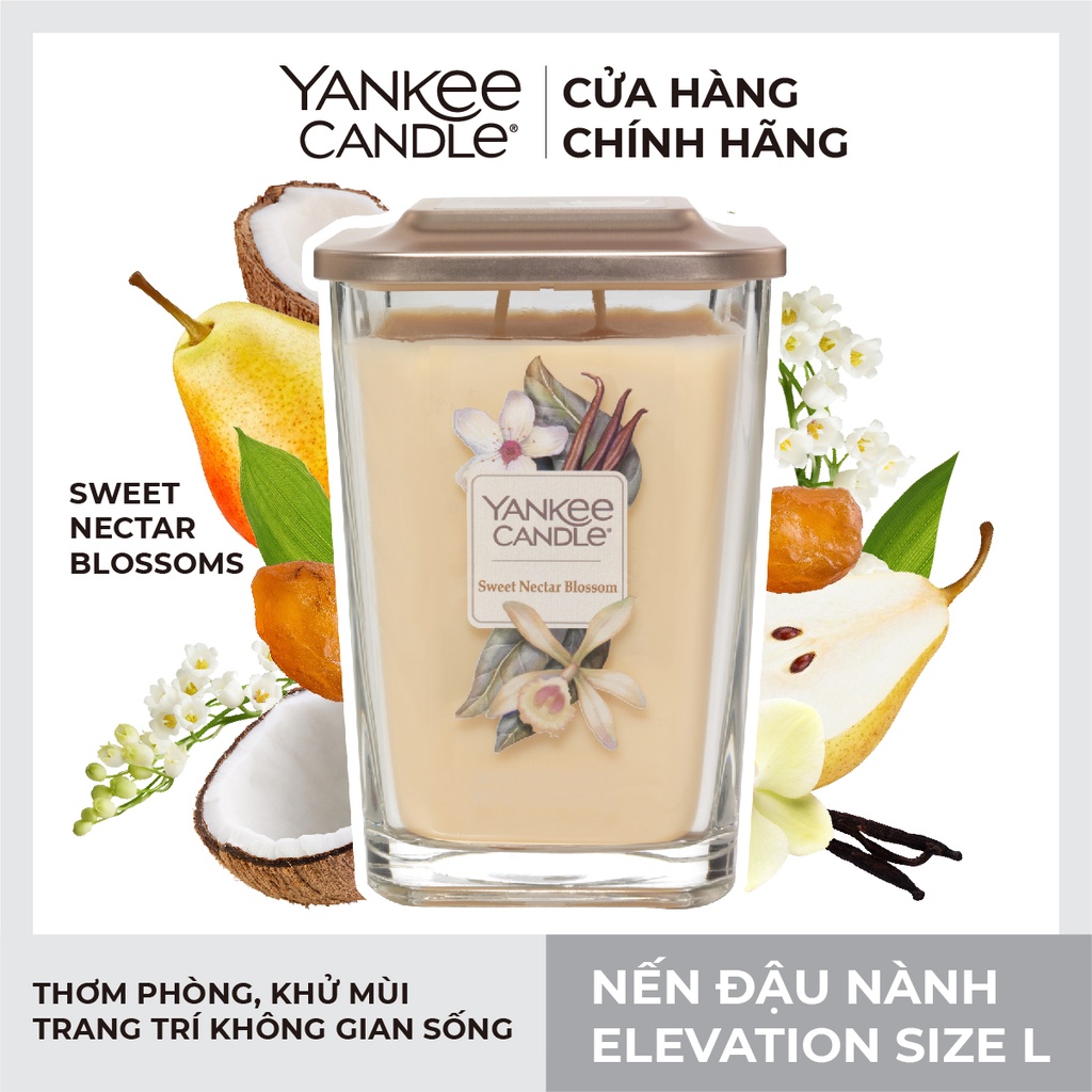 Nến ly vuông Elevation Yankee Candle size L - Sweet Nectar Blossom (552g)