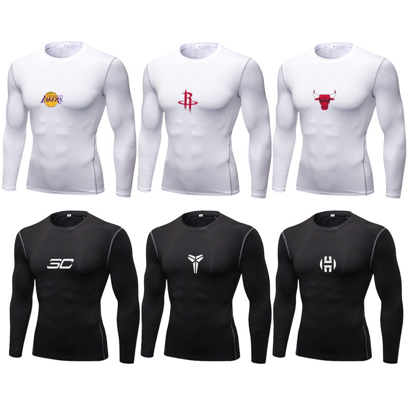 ☍❧✢Quần áo thể thao bóng rổ nam dục nhanh khô tập luyện chạy bộ gym giản dị mỏng dài tay