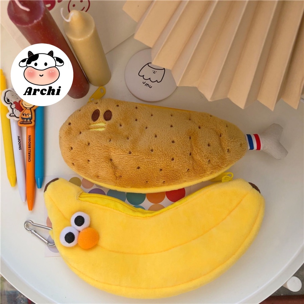 Túi bút dạng vải bông sịn sò Chicken and banana