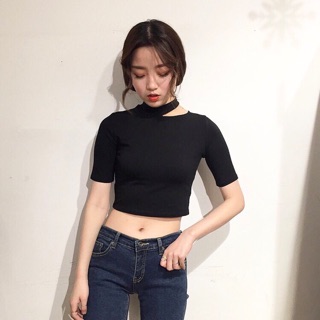 ÁO CROPTOP KHOÉT CỔ TAY LỠ [GEMI SHOP]