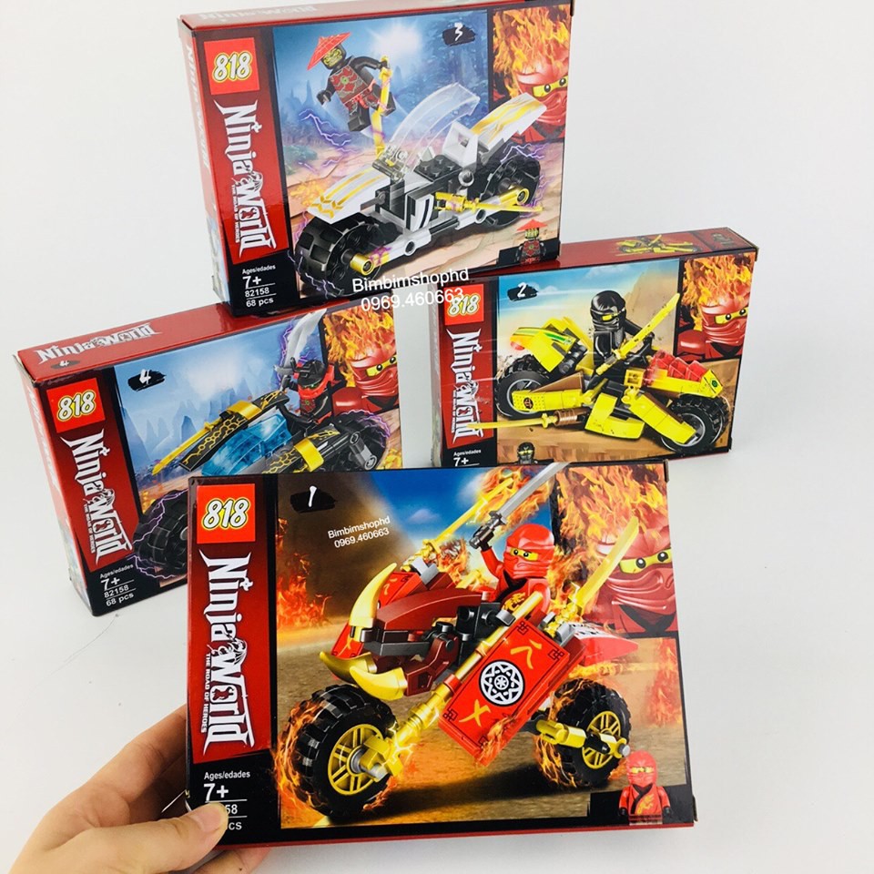 Combo 4 Bộ Lego Xếp Hình Ninjago Cùng Siêu Xe Mô Tô Tốc Độ. Xếp Hình Lego Đồ Chơi Thông Minh Cho Bé