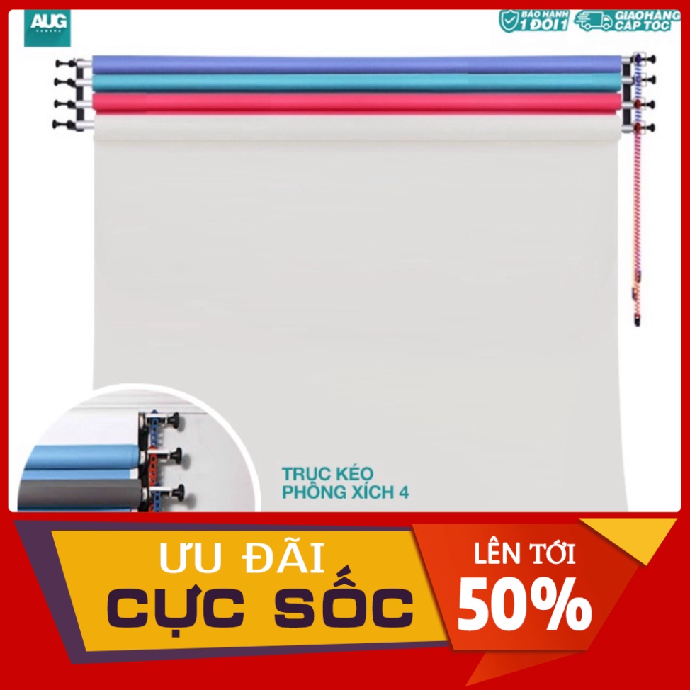 SALE TRỤC KÉO XÍCH 4 PHÔNG STUDIO - Khung treo 4 phông nền cho phòng chụp & quay phim - Phukienhinhanh & Decor