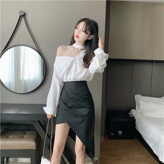 Set áo croptop và áo len hai dây