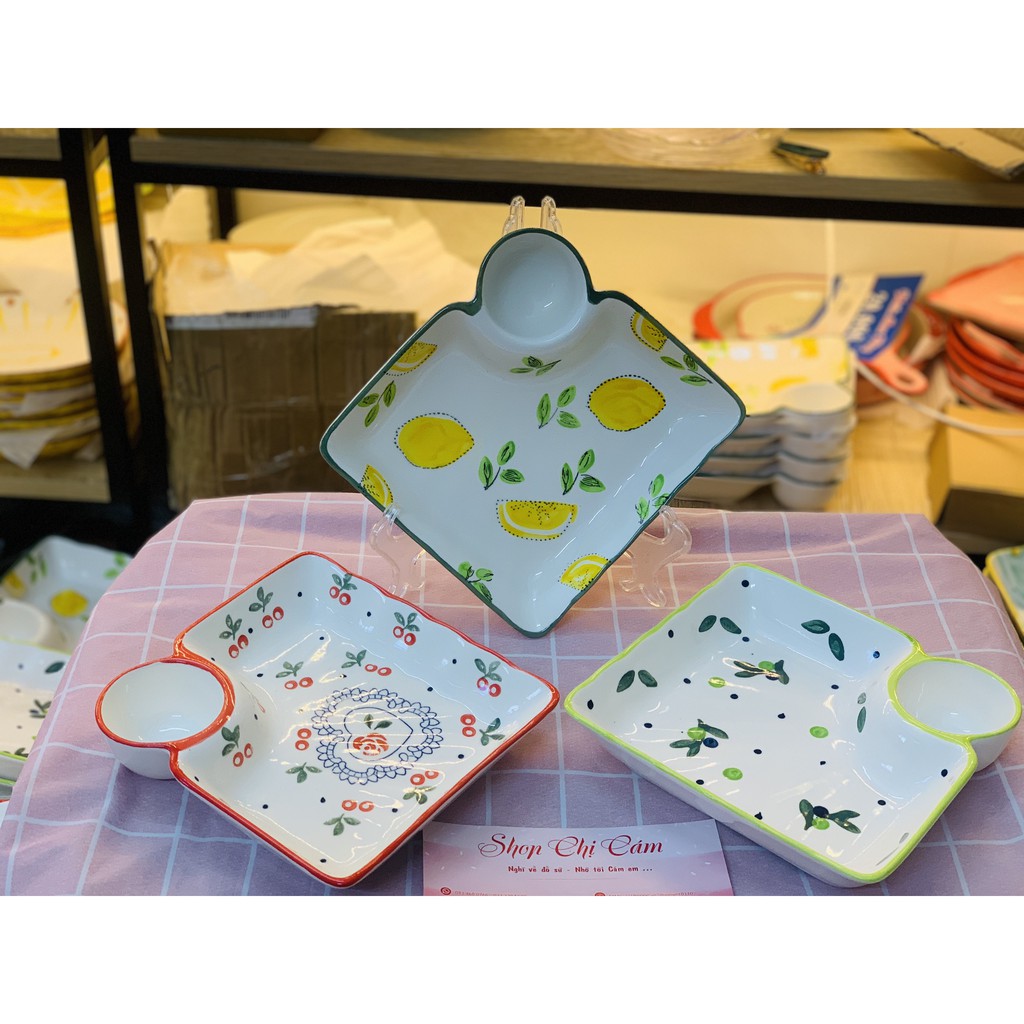ĐĨA SỨ KÈM KHAY CHẤM | ĐĨA ĂN PHỞ CUỐN | ĐĨA HOA QUẢ KÈM KHAY CHẤM | ĐĨA SỨ CÓ KHAY CHẤM | Shop Chị Cám | BigBuy360 - bigbuy360.vn