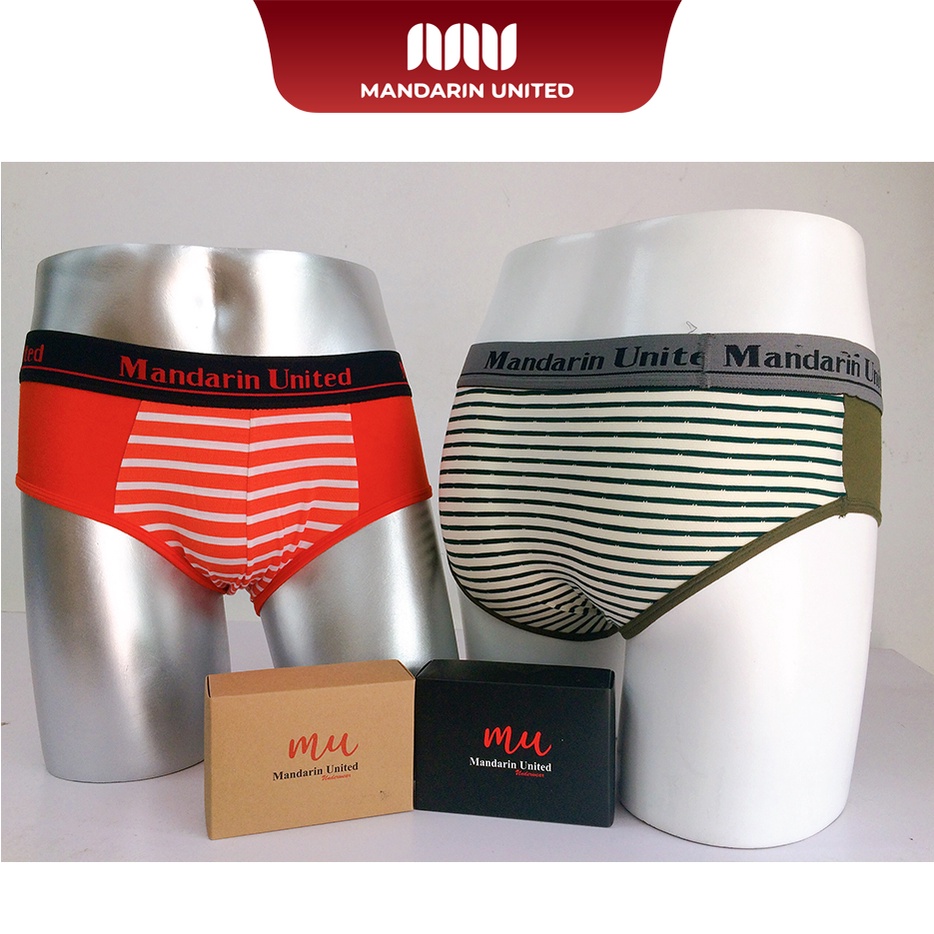 Quần lót nam MANDARIN UNITED sịp tam giác phối kẻ vải cotton thấm hút tốt - MUCTG001