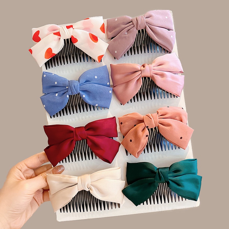 Lược nơ Lược Kẹp Tóc Đính Nơ Chống Trượt Phong Cách Hàn Quốc Cho Bé Gái