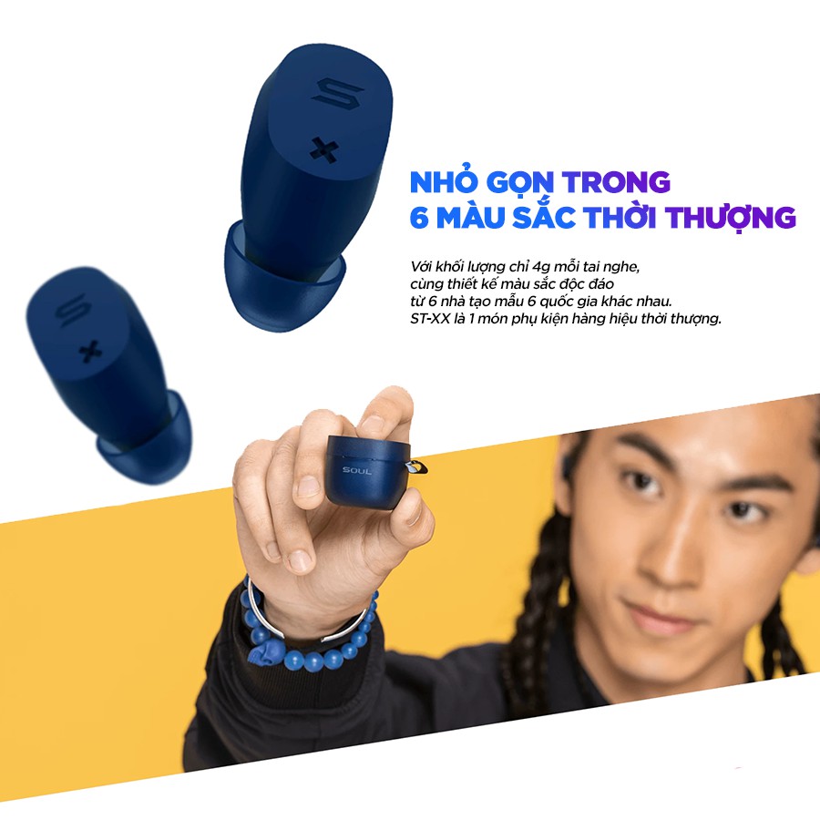 [Voucher SOULX100K Giảm 100K] Tai Nghe True Wireless Soul ST-XX, Cảm Ứng, Chống Nước IPX5,  Nghe Đến 20H - Chính Hãng