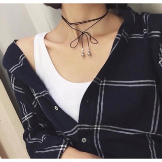 Vòng cổ CHOKER cột nơ dây mảnh kèm lục lạc, MÃ Q204