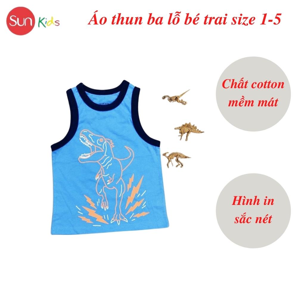 Áo thun ba lỗ bé trai, size nhí 1-5, hàng made in vn, chất cotton xuất dư đẹp, hình in siêu đáng yêu - SUNKIDS