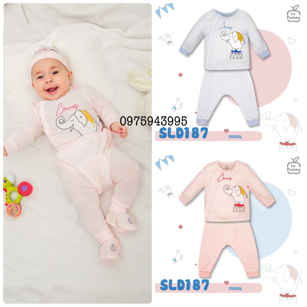 SLD187 Bộ dài tay La Pomme cúc lệch Xiếc voi