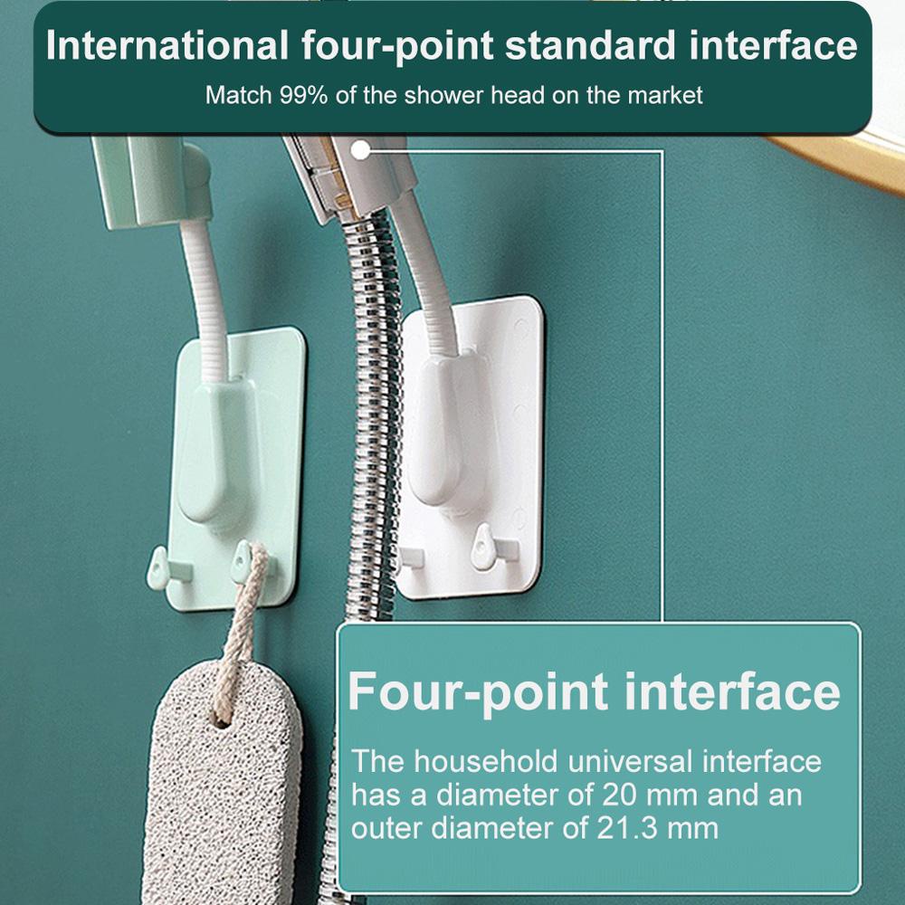 Giá Đỡ Đầu Vòi Hoa Sen Gắn Tường Tự Dính Với 2 Móc Treo Tiện Dụng