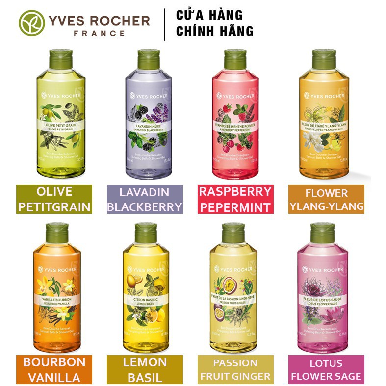 [Mã FMCGMALL -8% đơn 250k] Gel Tắm Yves Rocher Pomegarana Pink Berries Energizing Bath And Shower Gel 400ml