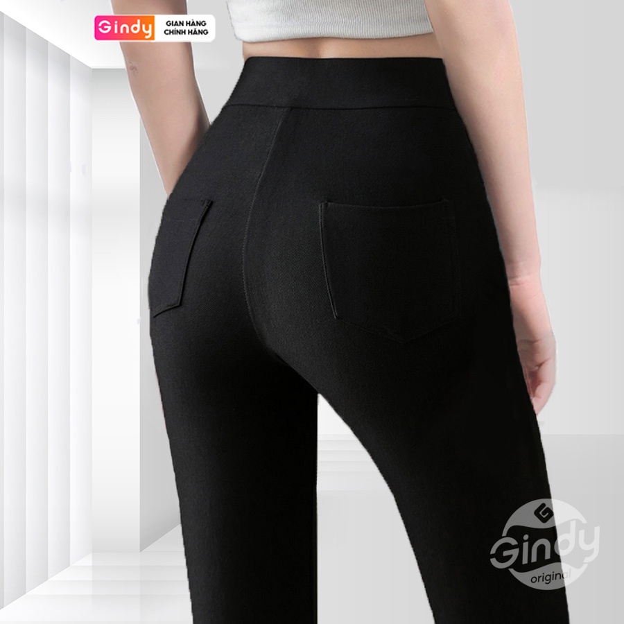 Quần legging nữ dài nâng mông lưng cạp cao hack dáng tôn body GINDY vải dày dặn suông mềm thiết kế có túi ôm bó Q005