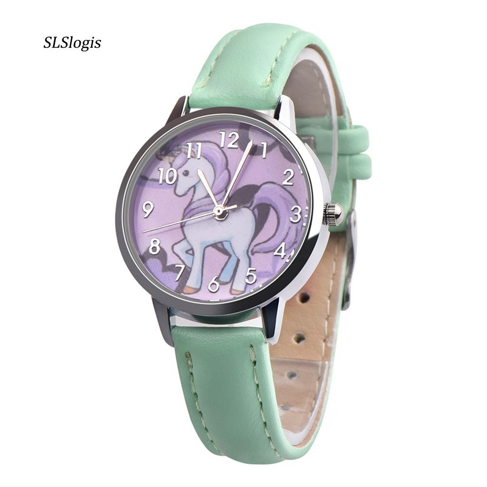 Đồng hồ nữ thiết kế dây giả da mặt hình kỳ lân 1 sừng đáng yêu | BigBuy360 - bigbuy360.vn