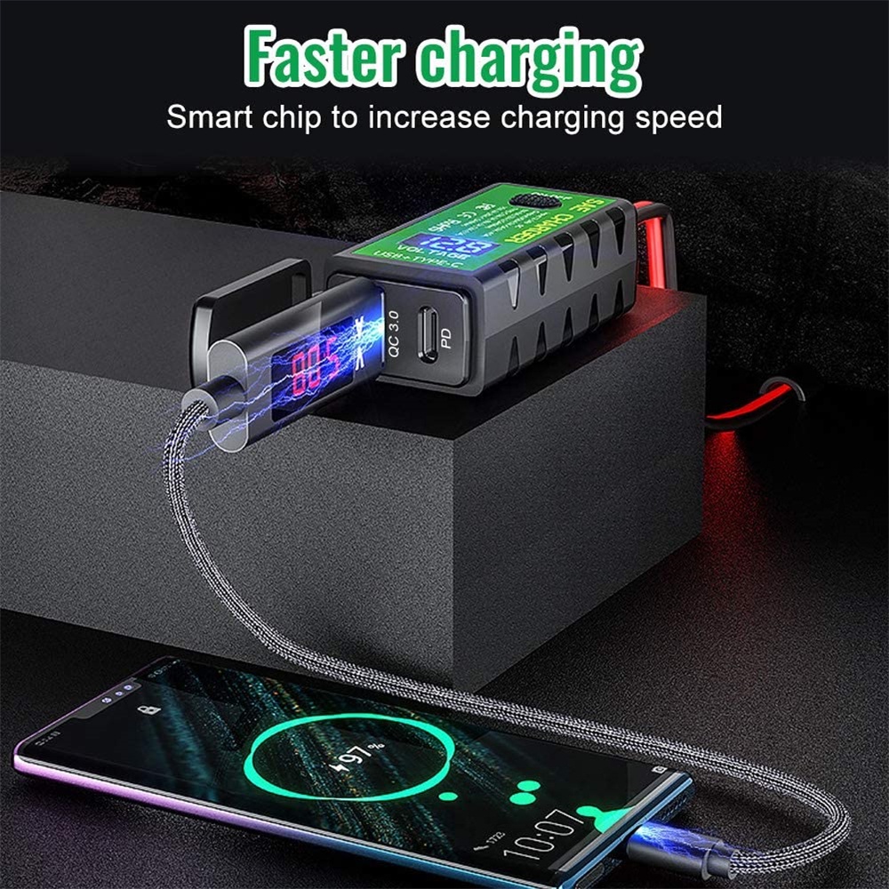 Dây Cáp Sạc Nhanh Usb C 18w Pd Qc3.0 Chống Thấm Nước Có Công Tắc On / Off Cho Điện Thoại Gắn Xe Máy