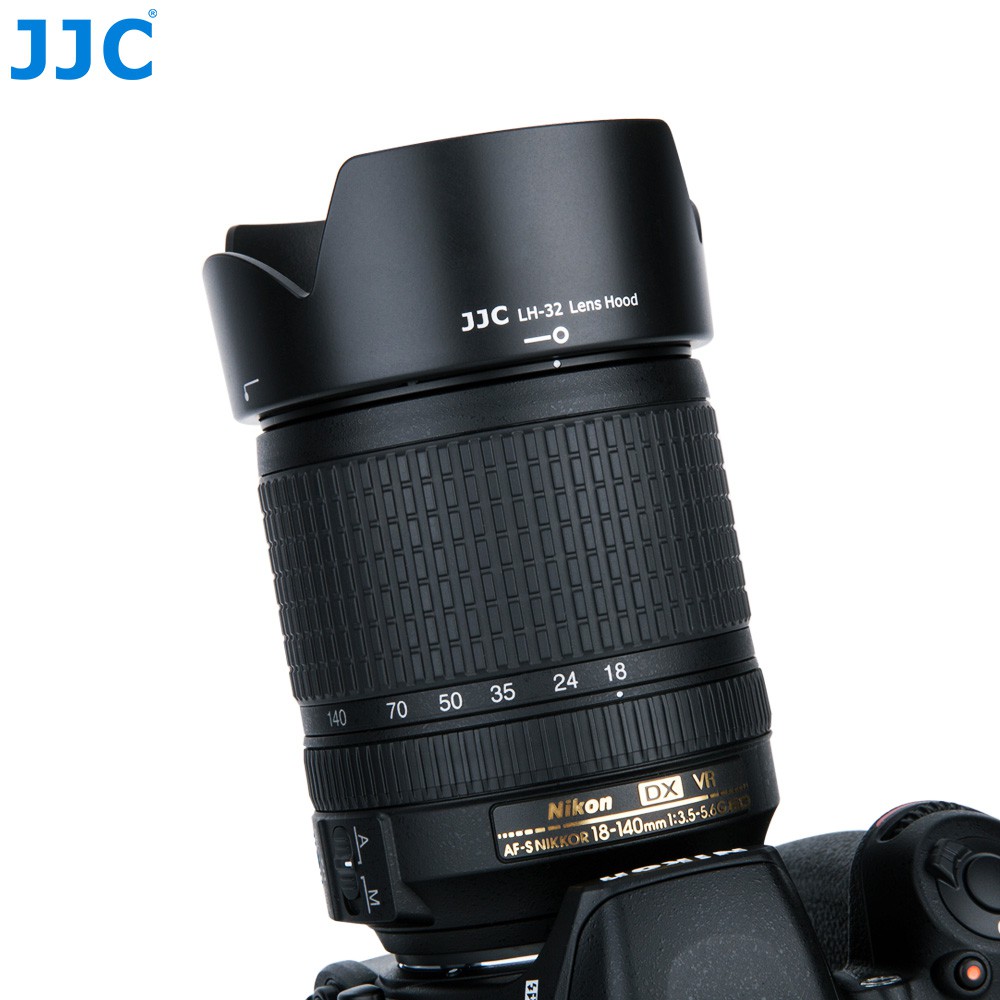 JJC LH-32 Loa Che Nắng Máy ảnh Thay Thế HB-32 cho Ống Kính Nikon AF-S DX Nikkor 18-140mm F3.5-5.6G ED VR, AF-S DX NIKKOR 18-105mm f/3.5-5.6G ED VR , AF-S 18-135mm f/3.5-5.6G ED-IF DX , AF-S 18-70mm f/3.5-4.5G ED-IF DX Zoom