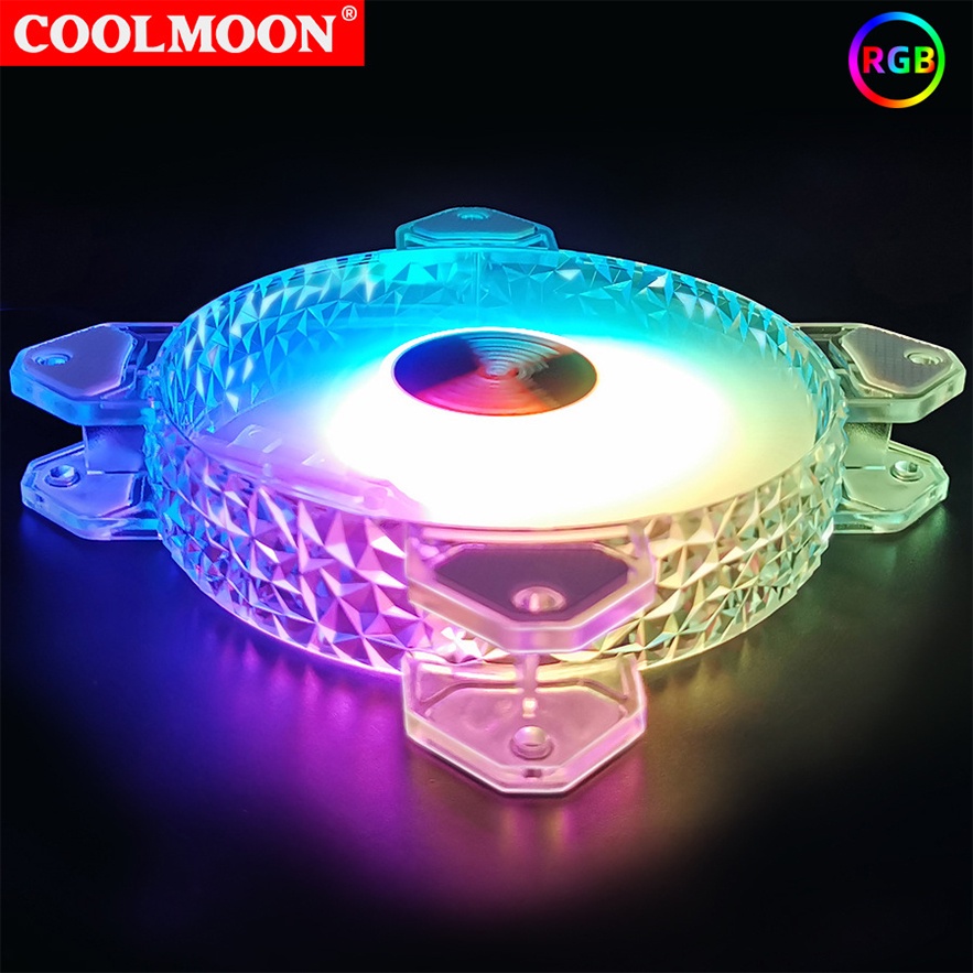 Quạt Tản Nhiệt, Fan Case Coolmoon D1 Crystal (Bộ 2-10 Fan + Hub Remote)