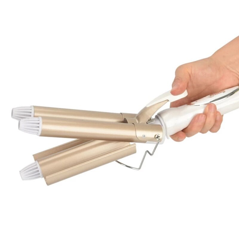 Máy Uốn Tóc Gợn Sóng Làm Xoăn Tóc 3 Trục Có 2 Mức Chỉnh Nhiệt Kemei Km 1010