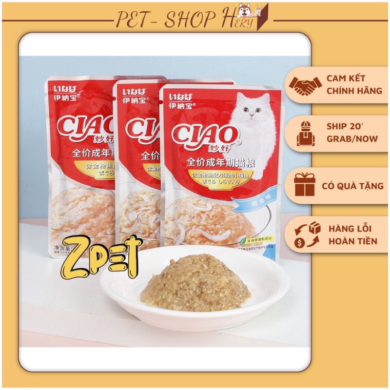 Pate Ciao, Pate Cho Mèo Mọi Lứa Tuổi Gói 60g - Hery Pet